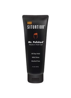 Hair Situation Hair Situation Mr. Polished Styling Men's Hair Gel -Medium Hold, Made With Vitamins to Strengthen and Volumize Hair, Alcohol-Free, Anti-Frizz, No-Flaking, All Day Hold, Low Shine, for All Hair 7 Fl Oz 