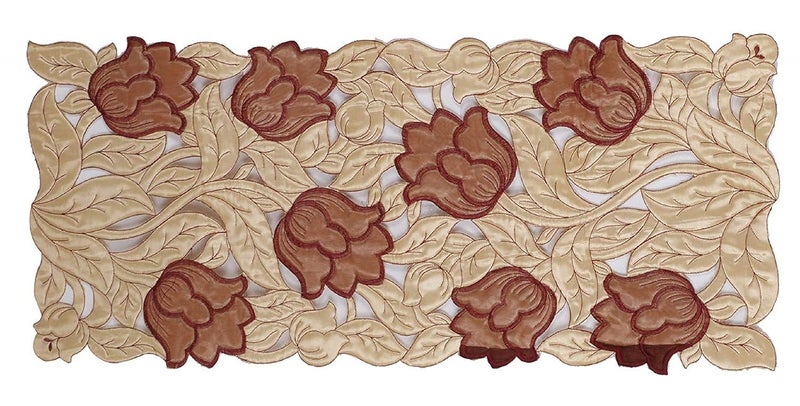 Kuber Industries Kuber Industries Floral Design Soft Cotton Table Runner 34x15 GoldCTKTC032652  - Image 1