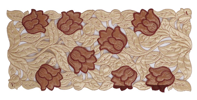 Kuber Industries Kuber Industries Floral Design Soft Cotton Table Runner 34x15 GoldCTKTC032652  - Image 2
