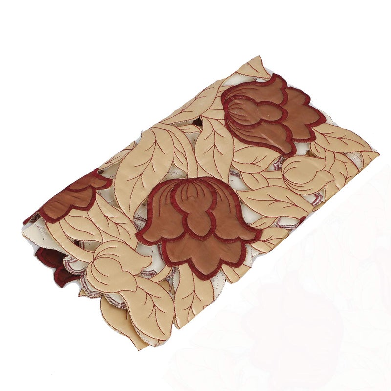 Kuber Industries Kuber Industries Floral Design Soft Cotton Table Runner 34x15 GoldCTKTC032652  - Image 3