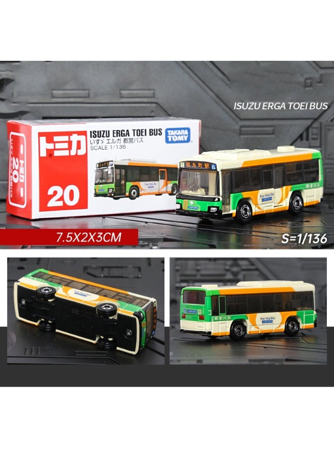 هالامودو رقم 20 إيسوزو سبايك حافلة تويي طراز -محاكاة حافلة كلاسيكية زخرفة حافلة مصغرة زخرفة، عرض سطح المكتب لحماس موديل سيارة، هدية مثالية للفتيان، نسخة حافلة تويي طوكيو (أخضر/أصفر، 7.5*2*3 سم) - Image 3