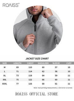 roaiss Men's Zipper up Hooded Sweatshirt with Pockets Fall Winter Clothing for Men Sportswear Men Casual Outerwear Activewear Loose Sweatshirt Jacket Plus Size Solid Color Coat Grey  - Image 4