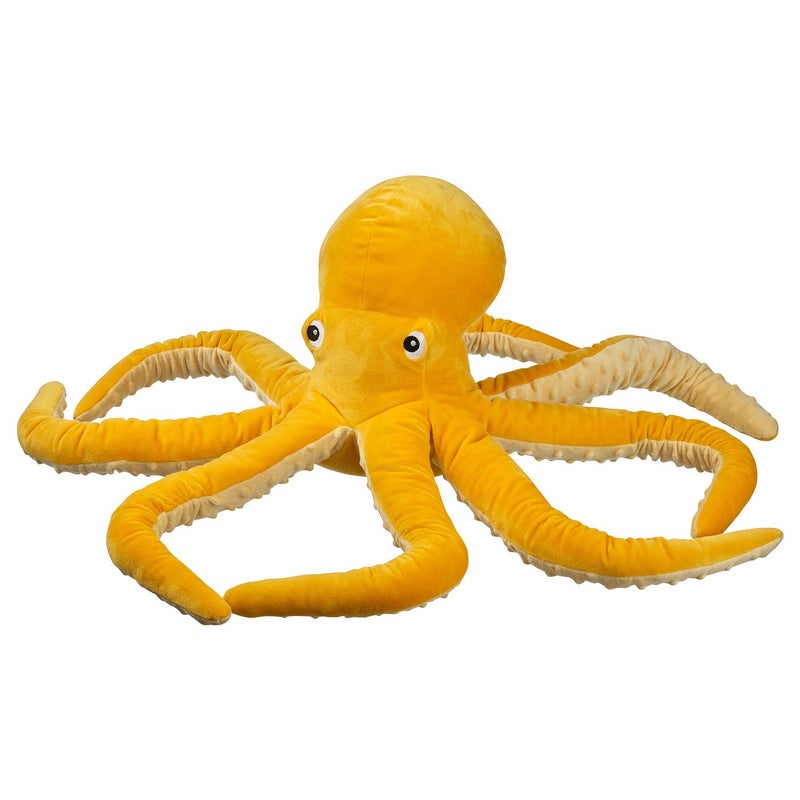 Baitique Plush Octopus Soft Toy with 8 Arms, Yellow Recycled Polyester, 50 cm - Image 1
