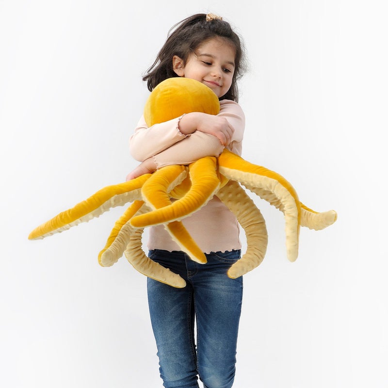 Baitique Plush Octopus Soft Toy with 8 Arms, Yellow Recycled Polyester, 50 cm - Image 2