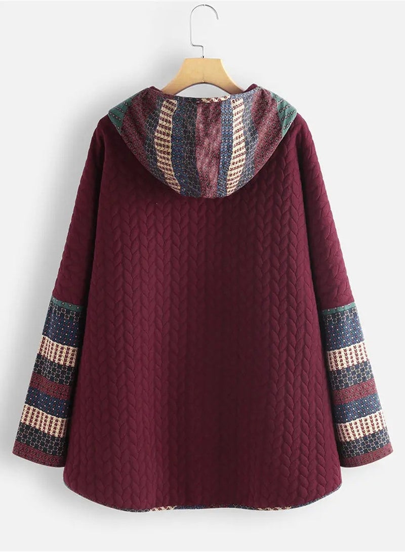 Loquat Autumn And Winter New Embroidered Hoodie Loose Fashion Warm Casual Jacket Red  - Image 2