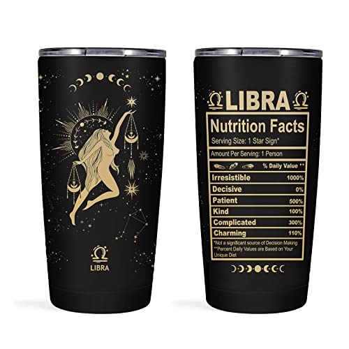GOOMI Libra Gifts for Women - 20 OZ Zodiac Cup, Astrology Tumbler, Witchy Gothic Gifts, Stainless Steel Insulated Constellation Cup - Image 1