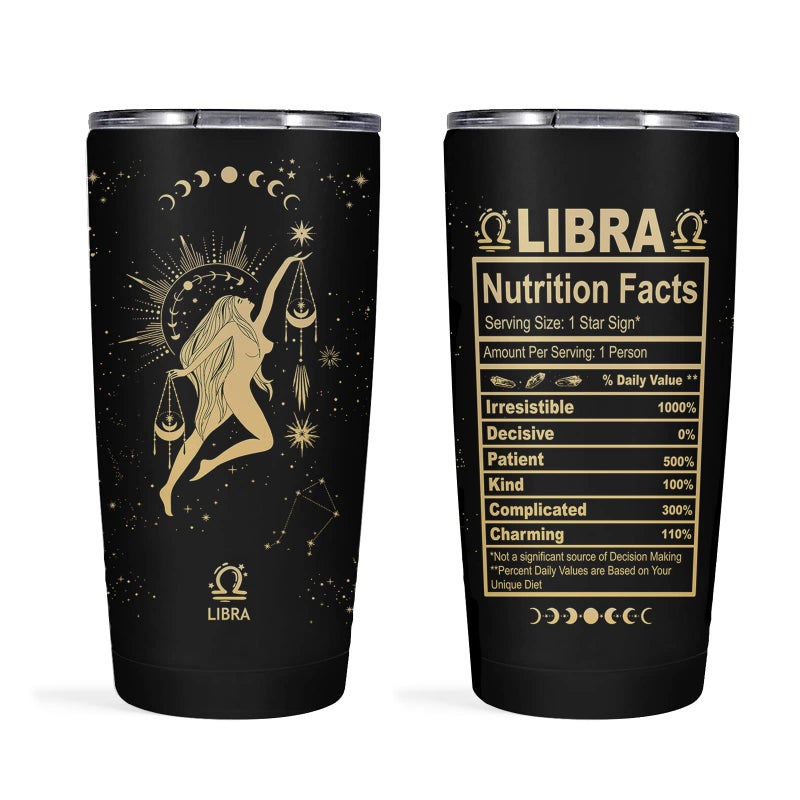 GOOMI Libra Gifts for Women - 20 OZ Zodiac Cup, Astrology Tumbler, Witchy Gothic Gifts, Stainless Steel Insulated Constellation Cup - Image 3