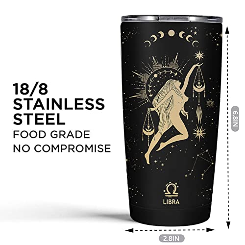 GOOMI Libra Gifts for Women - 20 OZ Zodiac Cup, Astrology Tumbler, Witchy Gothic Gifts, Stainless Steel Insulated Constellation Cup - Image 5
