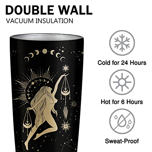 GOOMI Libra Gifts for Women - 20 OZ Zodiac Cup, Astrology Tumbler, Witchy Gothic Gifts, Stainless Steel Insulated Constellation Cup - Image 4