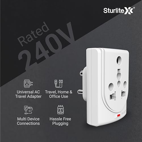 Sturlite Konvert Multiplug| 6-16 Amp| 2-Pin & 3-Pin Socket| Universal AC Travel Adapter| Premium Polycarbonate Body Socket| Compact Converter Plug for Travel, Home & Office Use - Pack of 1 - Image 3