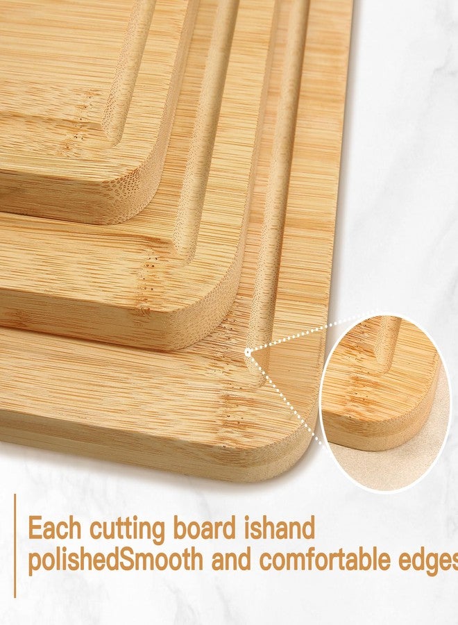 VZZNN 3PCS Bamboo & Titanium Cutting Board Set - Double-Sided, Durable Chopping Boards for Kitchen Prep - Includes Handles, 3 Sizes for Vegetables, Fruits, Cheese & More - Image 5
