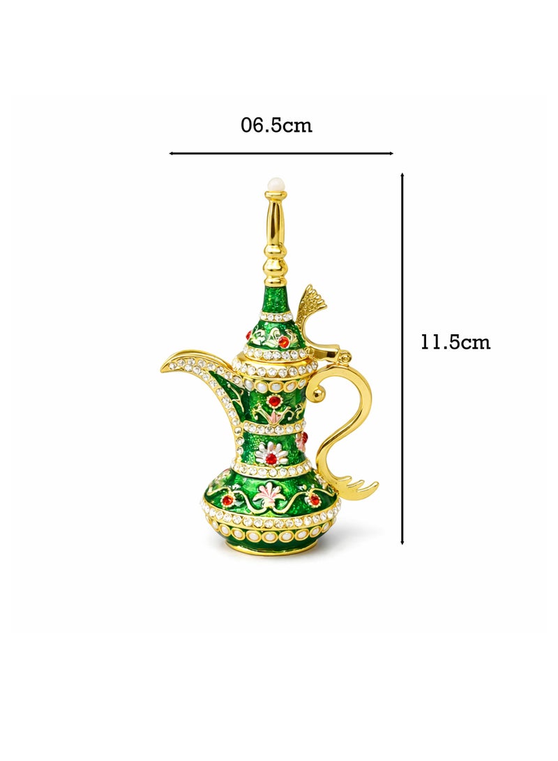 Souvenir Souq Elegant Arabic Metal Pot Décor | Enamel Painted Zinc Alloy | Multicolor Stone Embellished | Blue with Gold plated  Display Piece - Image 4