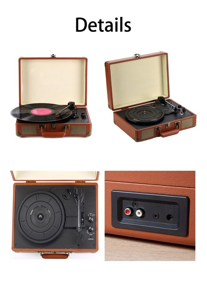 Portable Gramophone, Vinyl Record Player, Classic Turntable Phonograph, With Built-in Stereo Speakers - Image 5