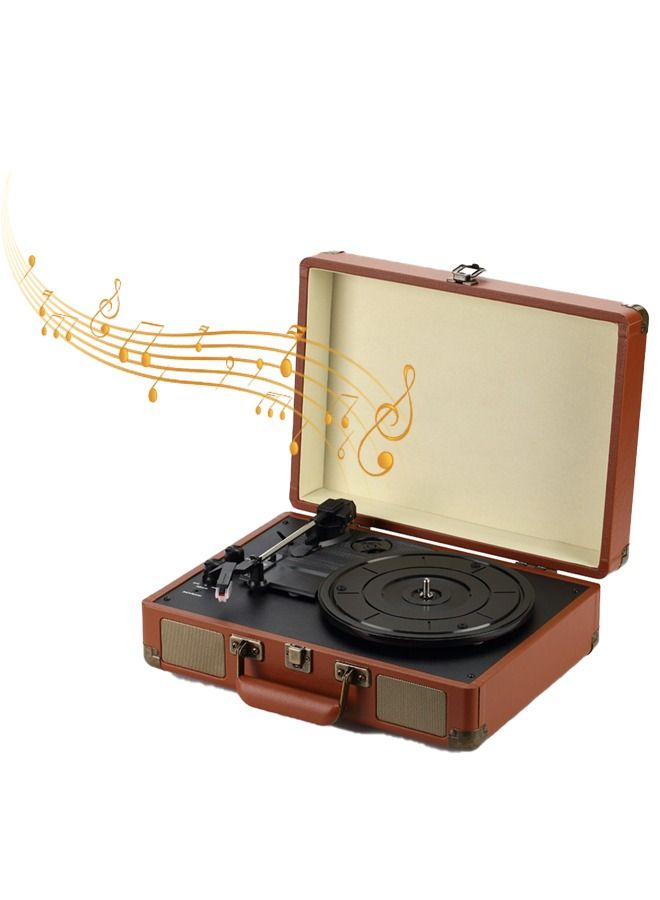 Portable Gramophone, Vinyl Record Player, Classic Turntable Phonograph, With Built-in Stereo Speakers - Image 1