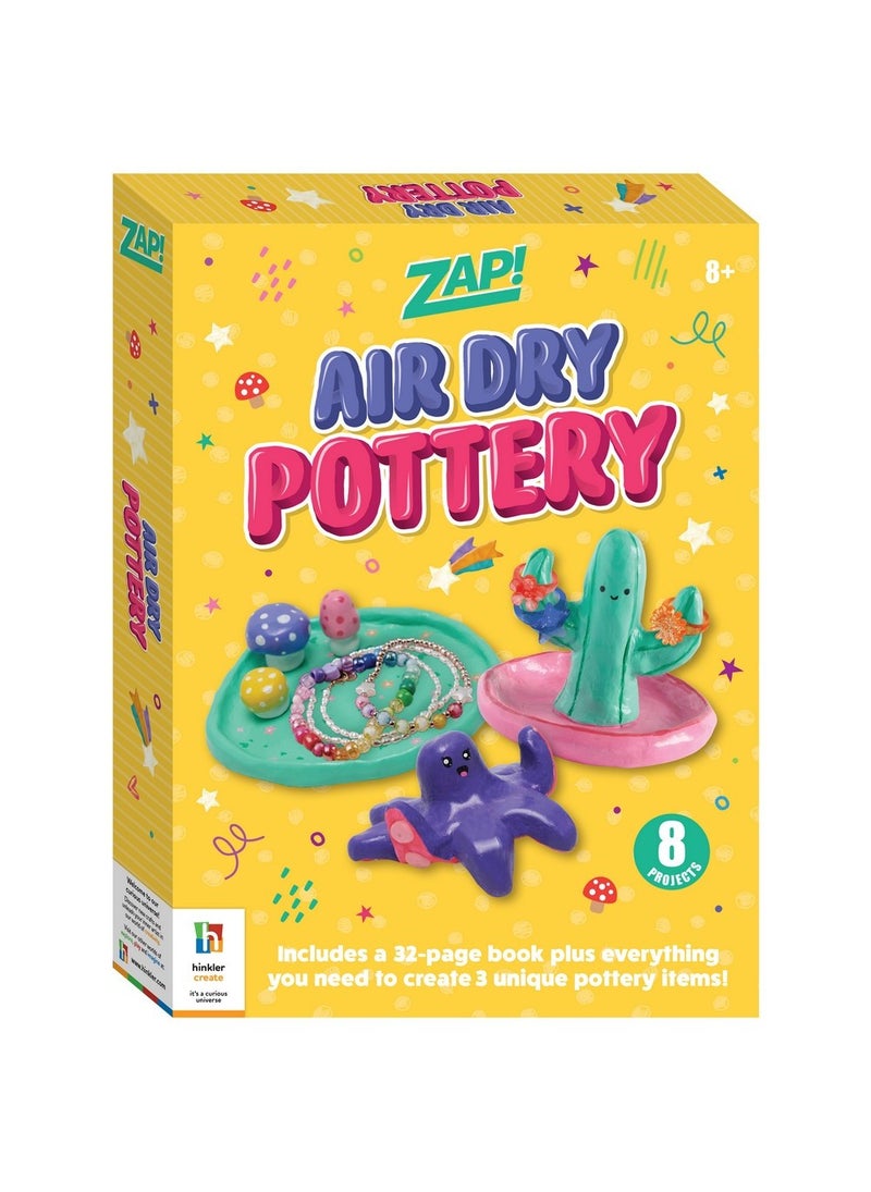 Hinkler Zap! Pottery Kit - DIY Pottery Craft Set includes air dry pottery clay, 5 paint colours, paint brush, 3 clay making tools, sponge, PVA glaze and a 32-page book, Fun Clay Sculpting for Kids, Create Custom Pottery Pieces, Gift for Young Artists - Image 1