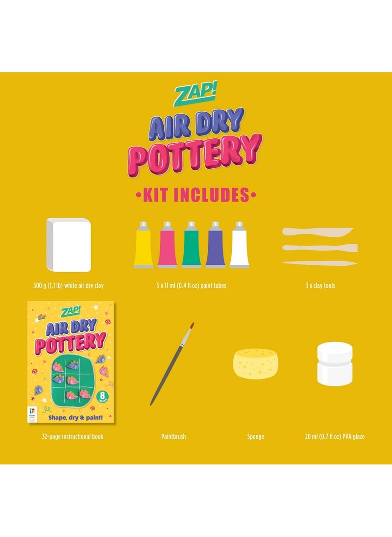 Hinkler Zap! Pottery Kit - DIY Pottery Craft Set includes air dry pottery clay, 5 paint colours, paint brush, 3 clay making tools, sponge, PVA glaze and a 32-page book, Fun Clay Sculpting for Kids, Create Custom Pottery Pieces, Gift for Young Artists - Image 2