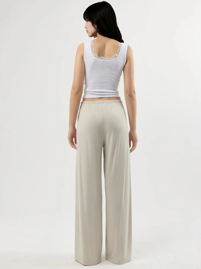 بوسيم بنطلون مستقيم بخصر مطاطي من بيوسيم