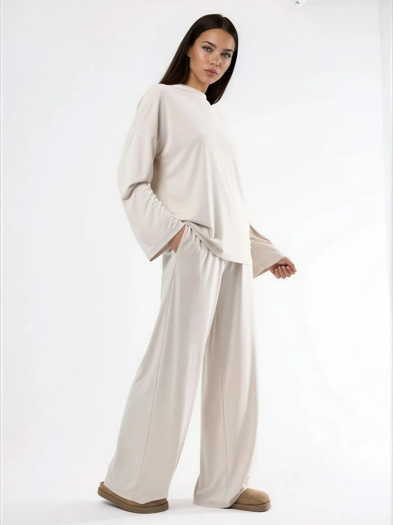 بوسيم بنطلون مستقيم بخصر مطاطي من بيوسيم