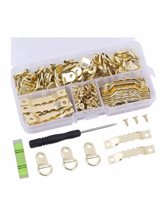 Hook Set, Box Hook, D Ring Picture Frame Hanger, Sawtooth Photo Hanging Hardware Set with Screws and Spirit Level Silver Gold, 252 psc - pzsku/Z6716677BBC64ECE38B48Z/45/_/1722183619/35489b58-26b0-43a1-8a81-2c5a852722d2