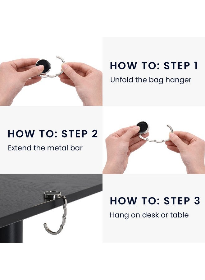 kwmobile Purse Hanger for Table (Set of 2) - Purse Hook for Table - Folding Handbag Hanger - Portable Bag Holder - Image 3
