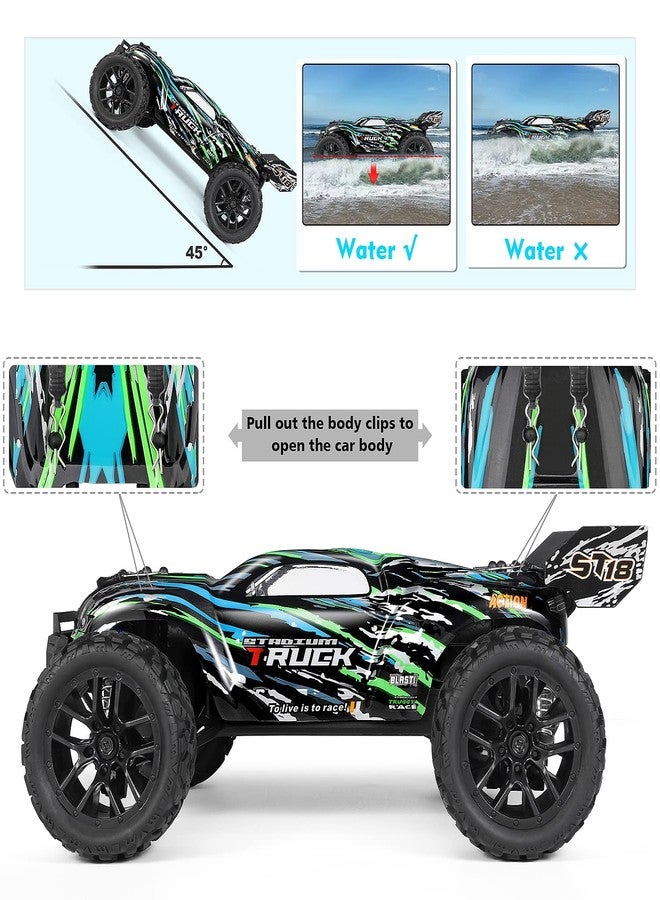 HAIBOXING RC Cars Hailstorm, 36+KM/H High Speed 4WD 1:18 Scale Waterproof Truggy Remote Control Off Road Monster Truck with Two Rechargeable Batteries, All Terrain Toys for Kids and Adult - Image 4