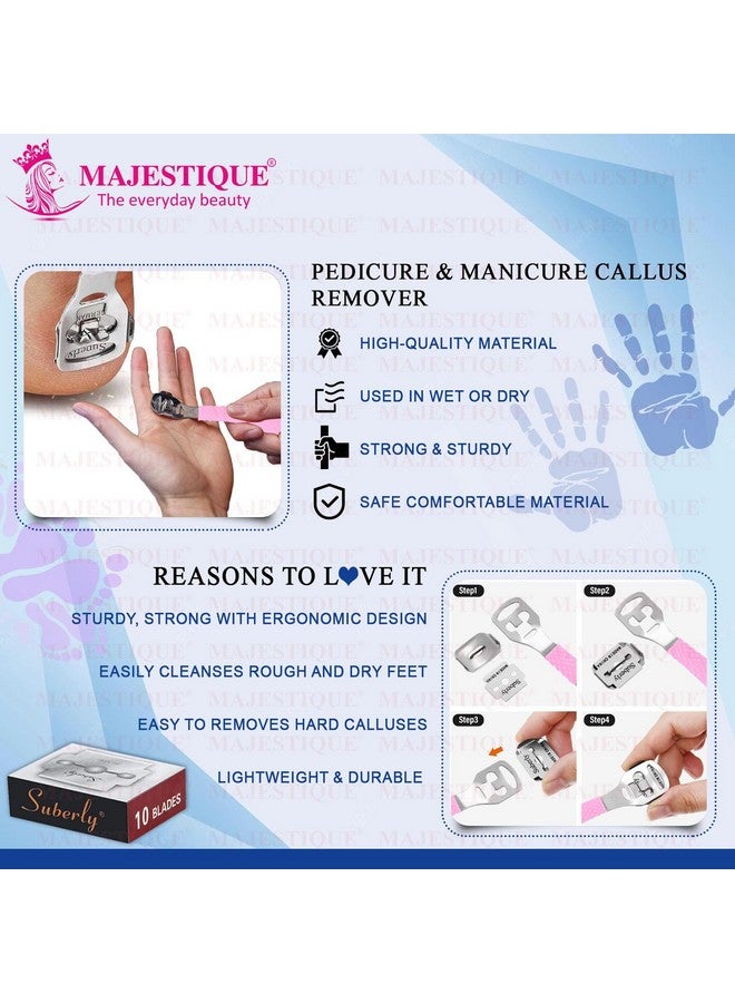 MAJESTIQUE Corn Cutter For Foot, Hard Skin Remover, Callus Remover For Feet, Stainless Steel, 10 Blades - Color May Vary - Image 4