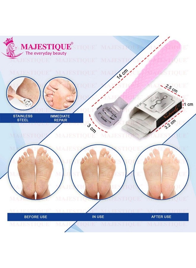 MAJESTIQUE Corn Cutter For Foot, Hard Skin Remover, Callus Remover For Feet, Stainless Steel, 10 Blades - Color May Vary - Image 2