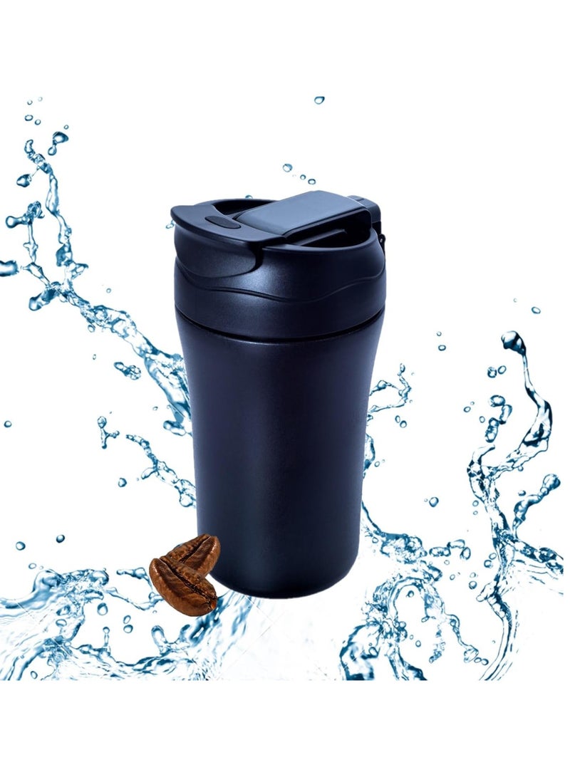 British Chef Coffee Cup | 510ML Stainless Steel Cup | Leakproof Insulated Thermal Coffee Cup | Straw & Lid Function Cup | Hiking/Travelling/Camping | Best for Ice Drinks & Hot Beverages-Black  - Image 2