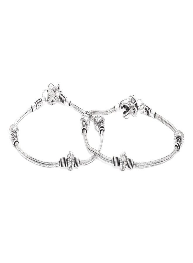 El Regalo Oxidized German Silver Traditional Yet Designer Payal Anklets Pair for Women and Girls in Antique Finish | Anklet Bracelets | Anklets (GS Beads) - Image 1