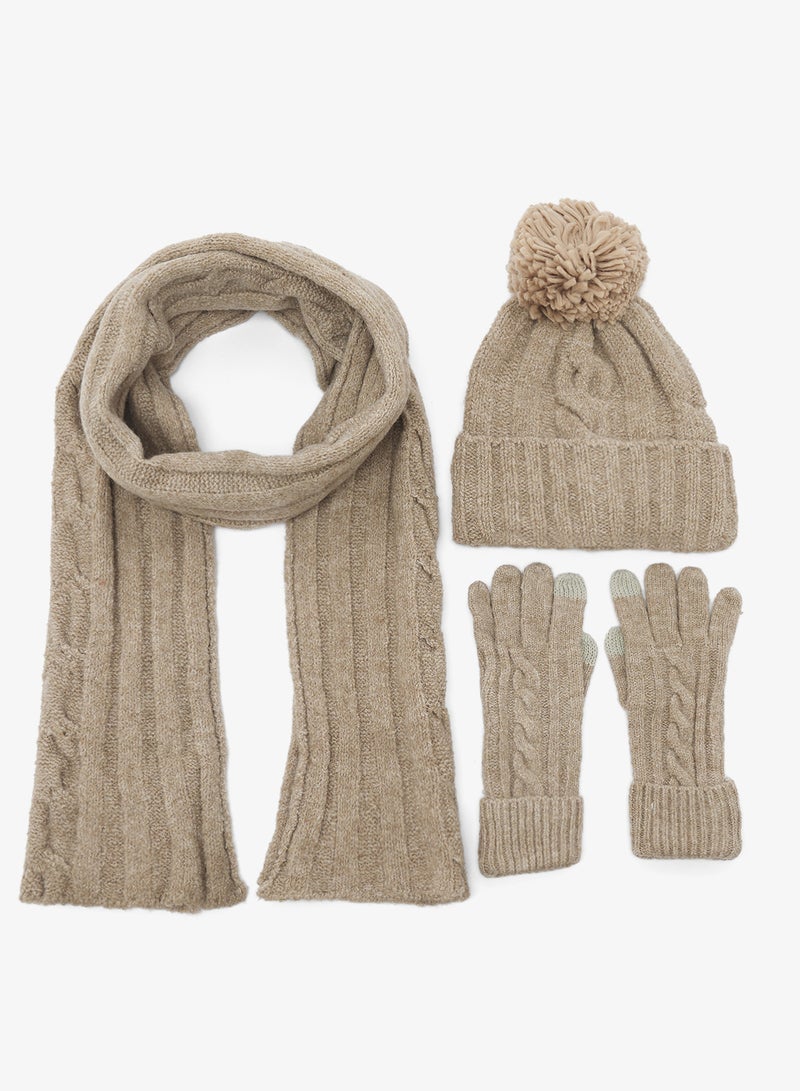 جينجر طقم قبعة، وشاح، وقفازات محبوكة من  قطع - Image 1