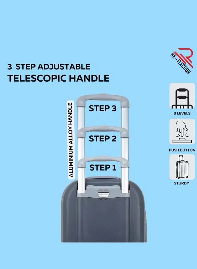 Reflection REFLECTION Hard Luggage, Trolley Bag with PP Plastic Body with Soft 3 Level Adjustable Handle, Grey, 69 cm