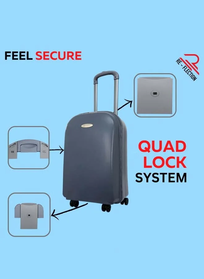 Reflection REFLECTION Hard Luggage, Trolley Bag with PP Plastic Body with Soft 3 Level Adjustable Handle, Grey, 69 cm
