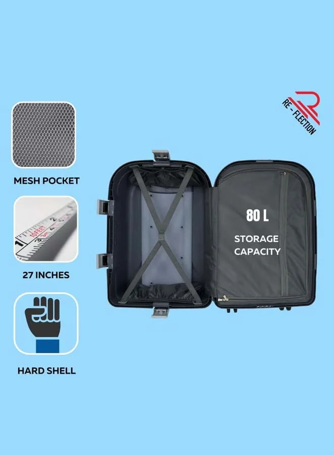Reflection REFLECTION Hard Luggage, Trolley Bag with PP Plastic Body with Soft 3 Level Adjustable Handle, Grey, 69 cm