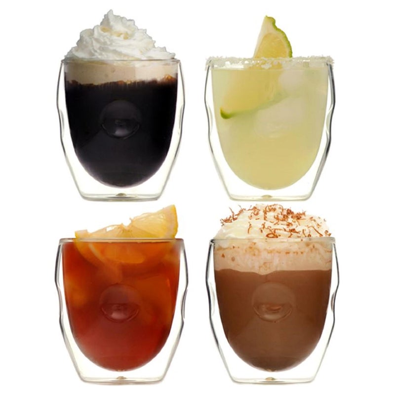 Ozeri Moderna Artisan Series Double Wall 8 oz Beverage Glasses - Set of 4 Drinking Glasses - Image 1
