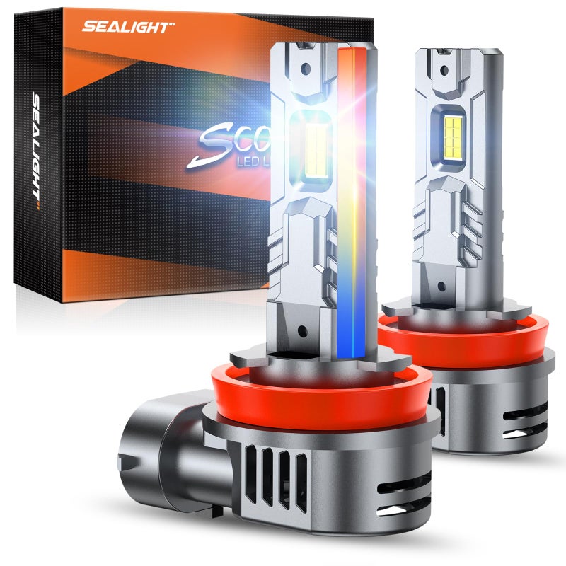 SEALIGHT H11 H8 H9 H16 Fog Bulbs, 1:1 OEM Design 50,000LM with 14000RPM Fan H11 Light Bulbs, 6500K Cool White, Non-polarity, Pack of 2 - Image 1