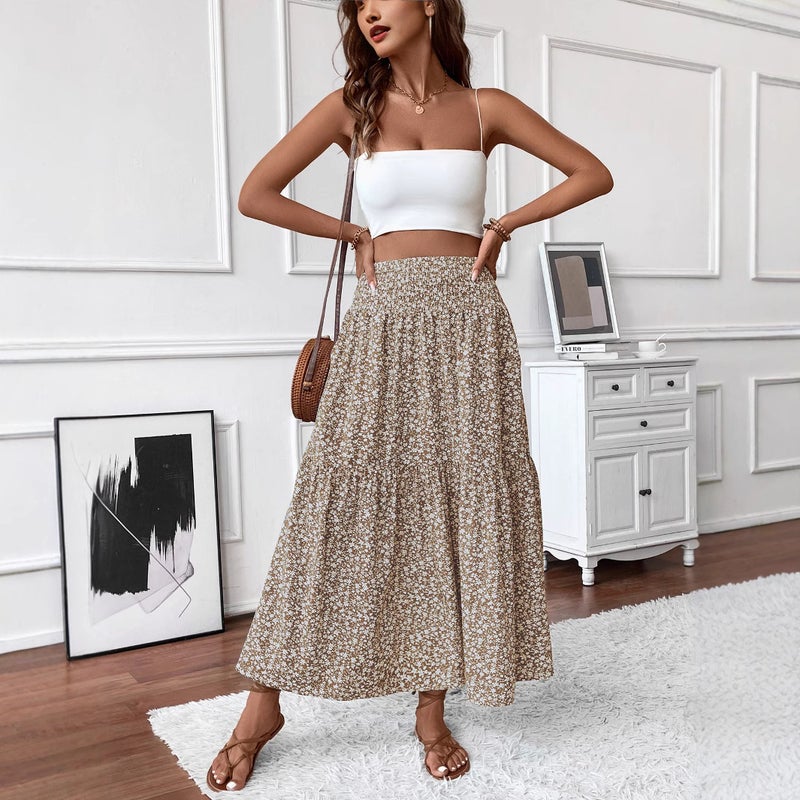2026 Independent Site and Small Floral Three-Layer Patchwork Long Skirt High-End Women''s Fashion a - Image 3