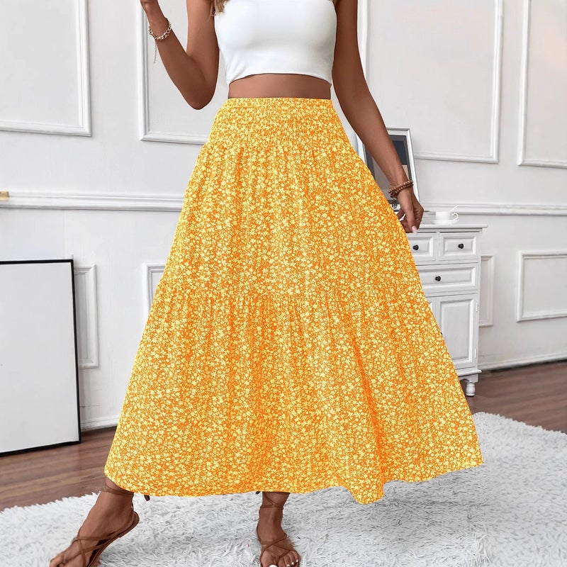 2026 Independent Site and Small Floral Three-Layer Patchwork Long Skirt High-End Women''s Fashion a - Image 5