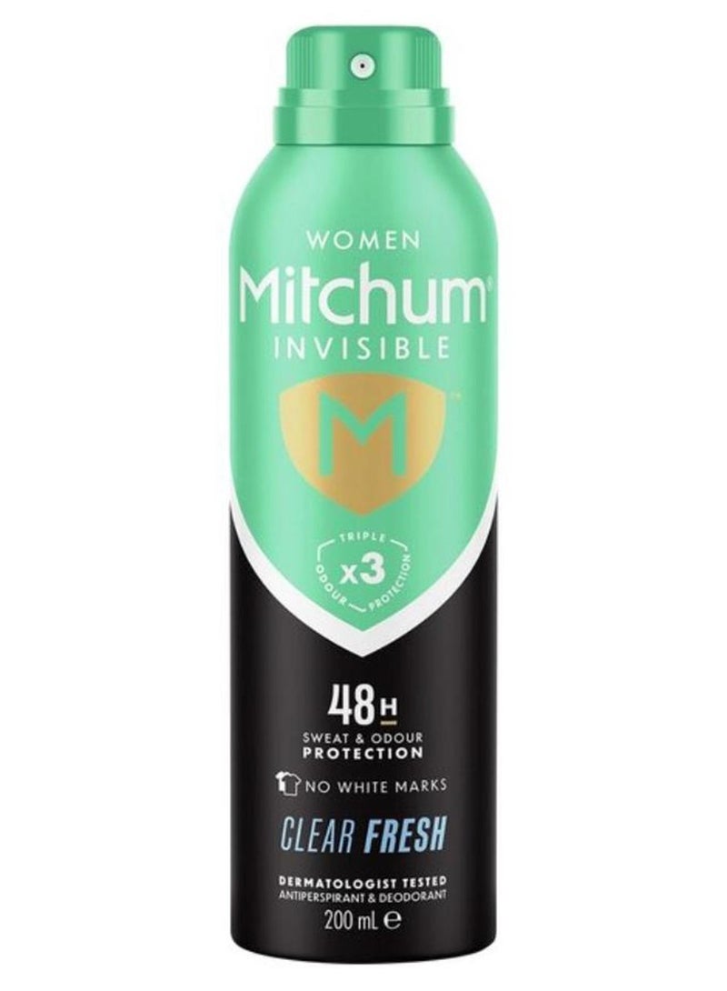 Mitchum Clear Fresh Women Triple Odor Defense 48HR Protection Aerosol Deodorant & Anti-Perspirant 200 ml