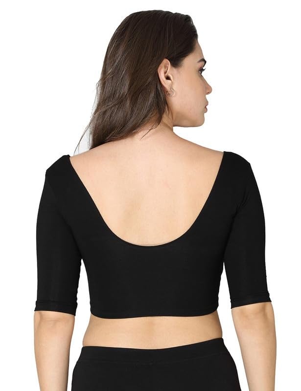 VSTAR Deep Neck Comfy Blouse Black - Womens Viscose, Half Sleeve, Medium - Image 2