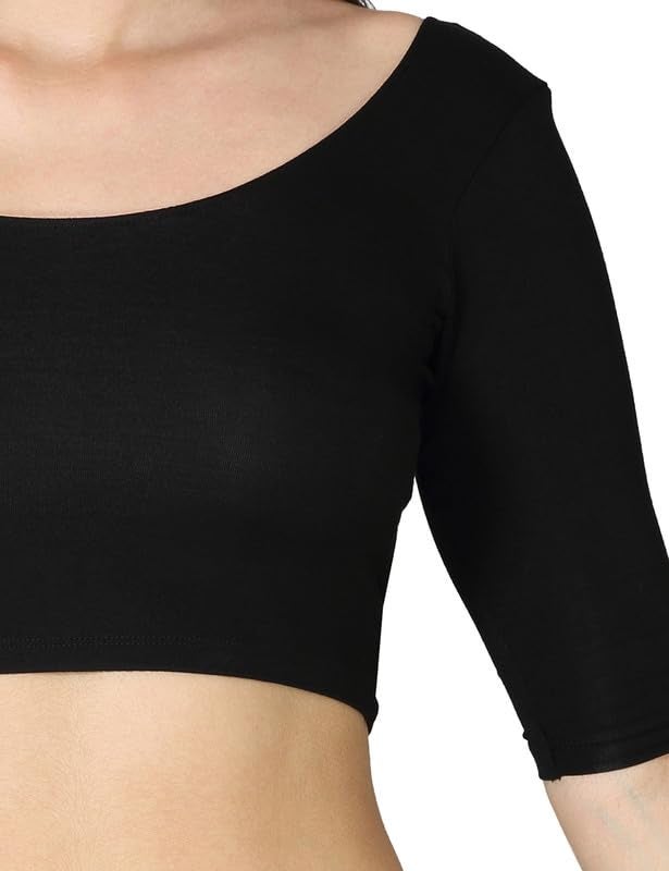 VSTAR Deep Neck Comfy Blouse Black - Womens Viscose, Half Sleeve, Medium - Image 4