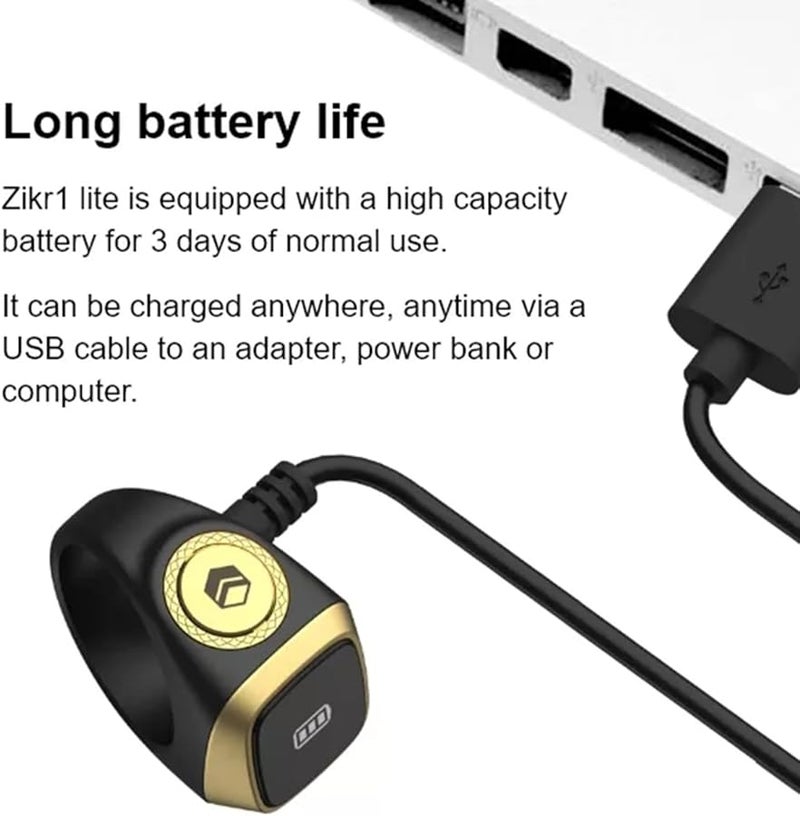 عقال الذكر الذكي IQibla مقاوم للماء، عداد تسابيح رقمي بشاشة OLED، تطبيق بلوتوث، أزرق 20 ملم - Image 5