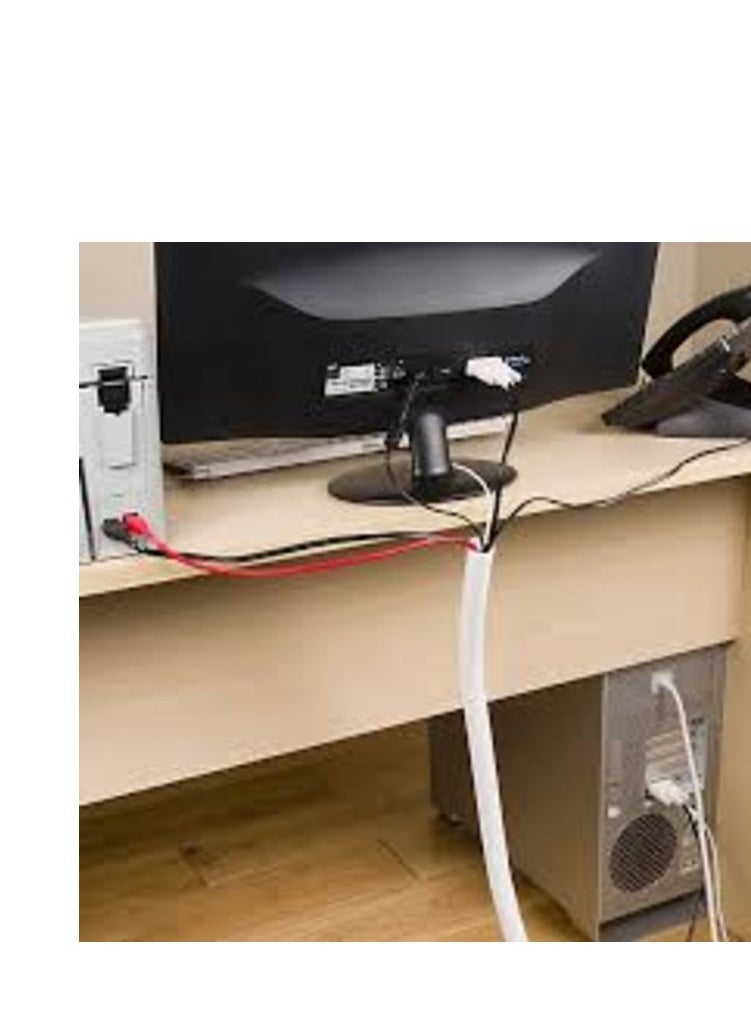 KNP KNP White Spiral Cable Wrap 15 MM is an efficient cable management solution designed to organize and protect medium sized bundles of cables wires or hoses  - Image 4