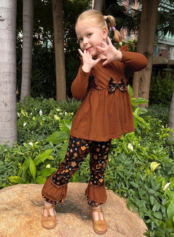 WESIDOM 4T 5T Girl Clothes 4-5T Toddler Girl Outfits Ruffle Shoulder Top+Floral Pants Cute Toddlers Girls Clothing 2Pcs Sets - Image 4