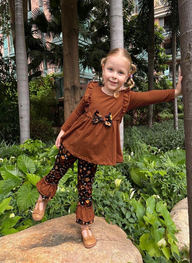 WESIDOM 4T 5T Girl Clothes 4-5T Toddler Girl Outfits Ruffle Shoulder Top+Floral Pants Cute Toddlers Girls Clothing 2Pcs Sets - Image 5