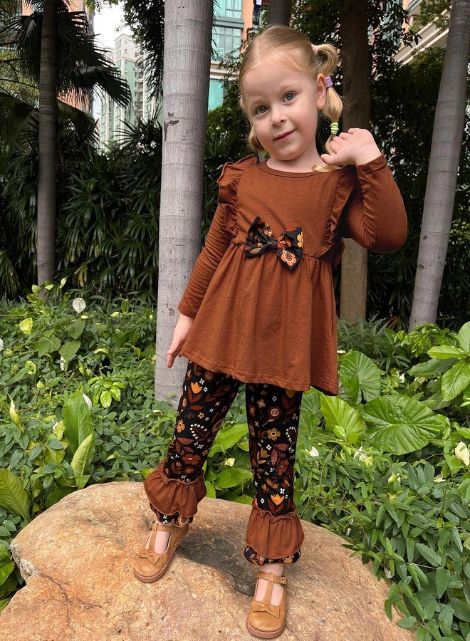 WESIDOM 4T 5T Girl Clothes 4-5T Toddler Girl Outfits Ruffle Shoulder Top+Floral Pants Cute Toddlers Girls Clothing 2Pcs Sets - Image 3