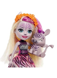 ENCHANTIMALS Enchantimals Zadie Zebra Doll (6-in) & Ref Animal Friend Figure from Sunny Savanna Collection, Small Doll with Removable Skirt and Accessories, Great Gift for 3 to 8 Year Olds  - Image 2
