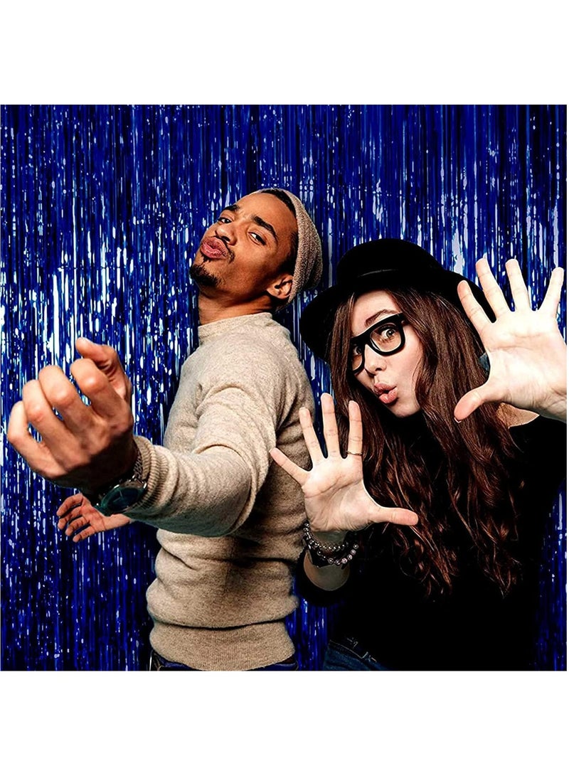 MARKQ Royal Blue Foil Fringe Curtain | 1 x 2-meter Metallic Tinsel Streamers Party Backdrop for Halloween, Baby Shower, Wedding, Eid, Graduation, Birthday Party Decorations [Pack of 2] - Image 5