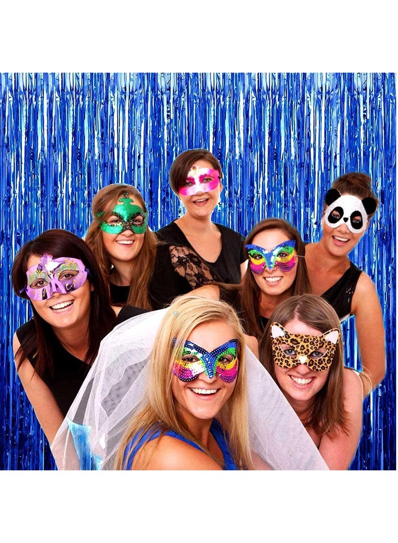 MARKQ Royal Blue Foil Fringe Curtain | 1 x 2-meter Metallic Tinsel Streamers Party Backdrop for Halloween, Baby Shower, Wedding, Eid, Graduation, Birthday Party Decorations [Pack of 2] - Image 4