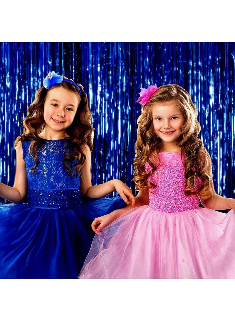 MARKQ Royal Blue Foil Fringe Curtain | 1 x 2-meter Metallic Tinsel Streamers Party Backdrop for Halloween, Baby Shower, Wedding, Eid, Graduation, Birthday Party Decorations [Pack of 2] - Image 3