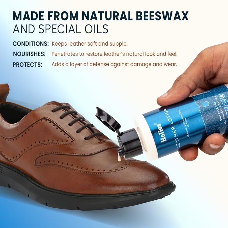 helios Leather Lotion 150ML – Premium Conditioner & Cleaner for Shoes, Bags, Jackets, Furniture & More – Restores and Protects Leather - Image 3